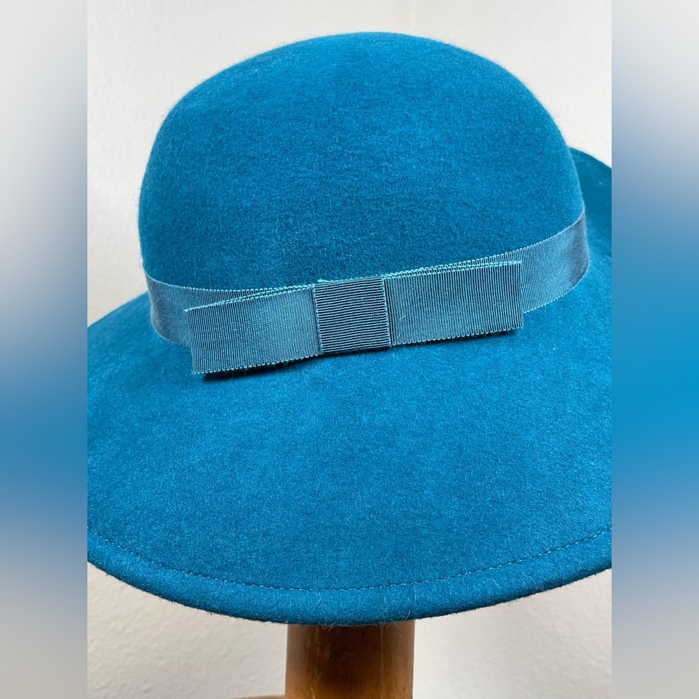 Vtg Sonni San Francisco Lancaster Felted Wool Kentucky Derby Cap Hat Teal Blue - Picture 6 of 10